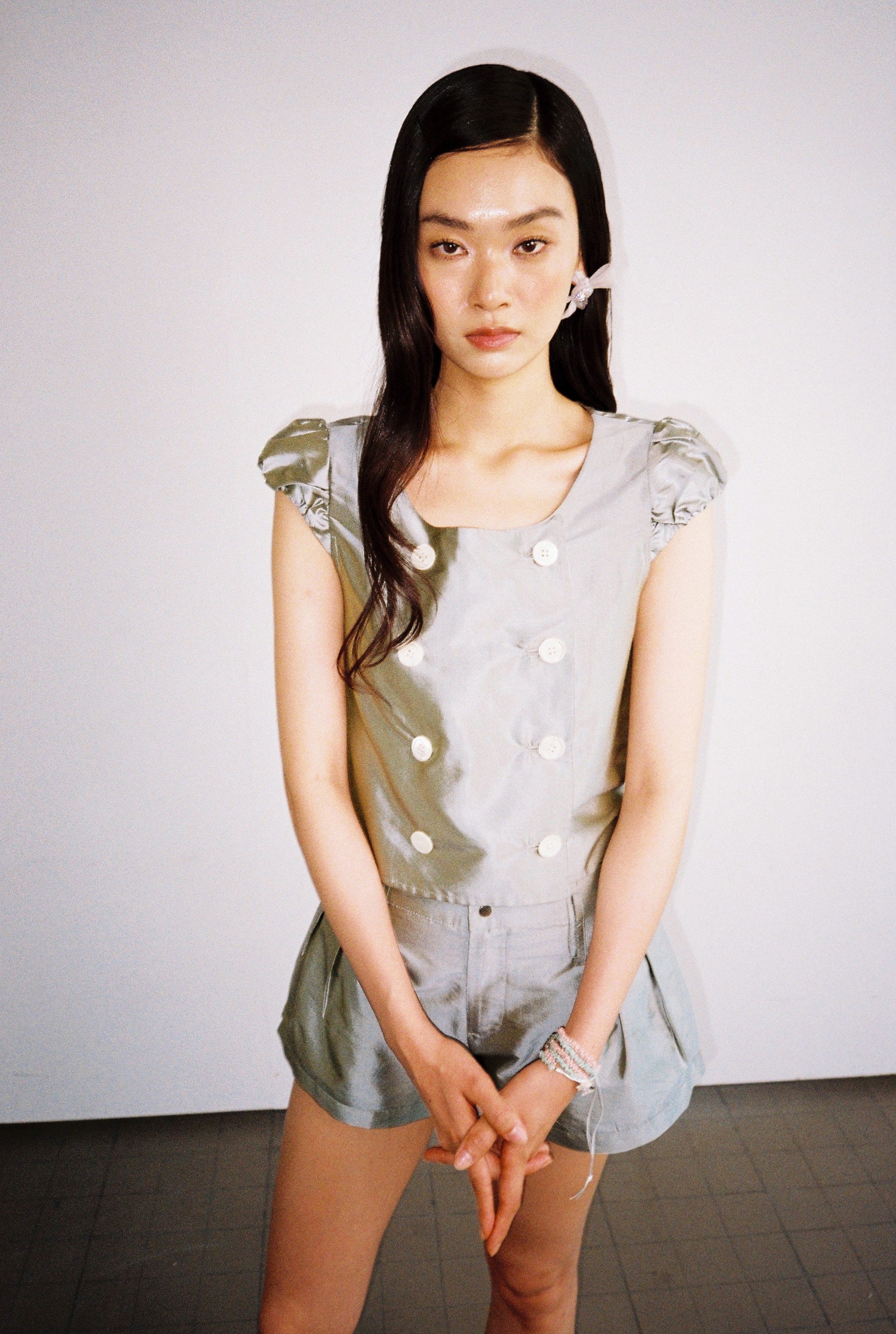 Double Breasted Shirt-Turquoise