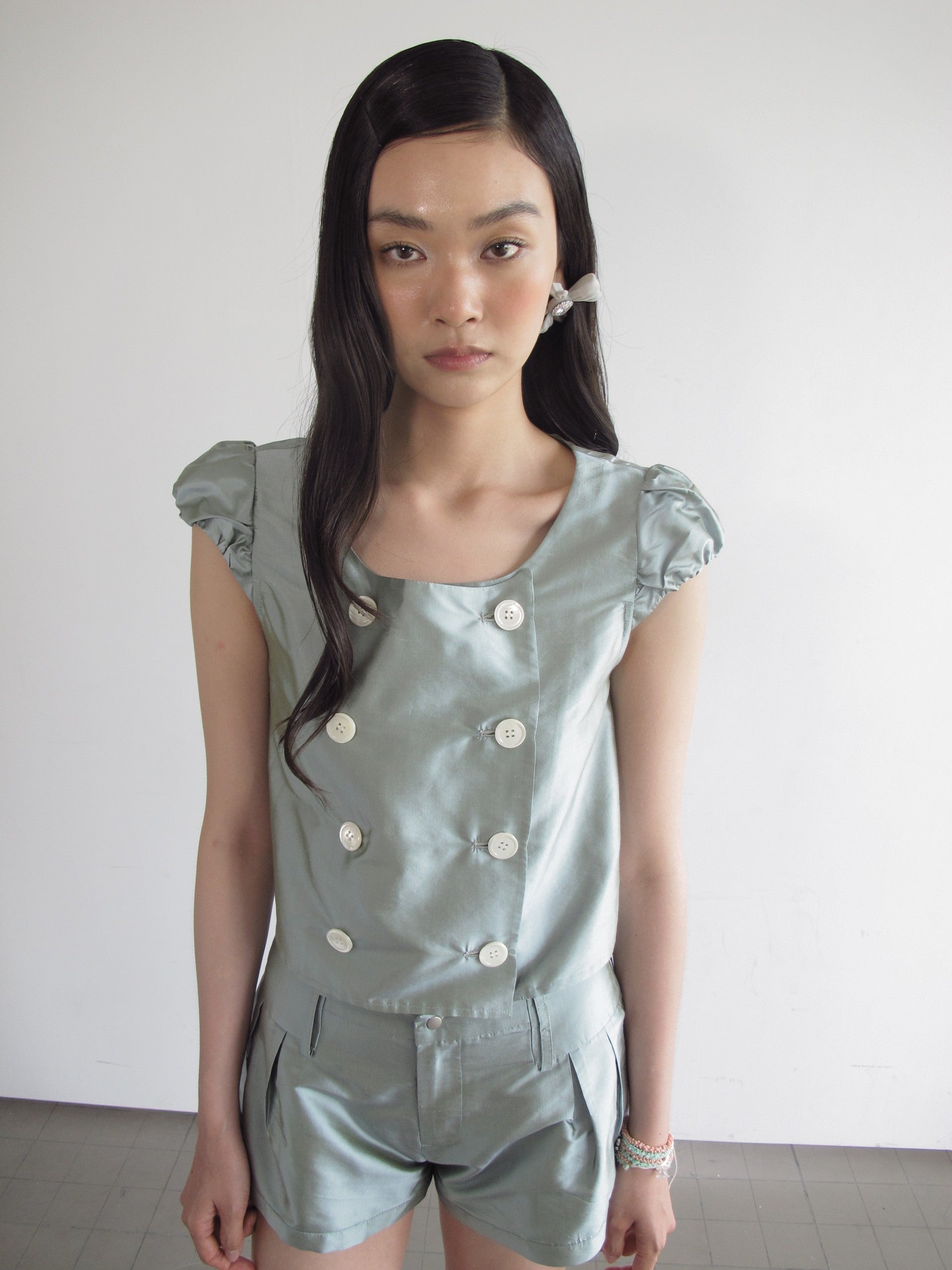 Double Breasted Shirt-Turquoise