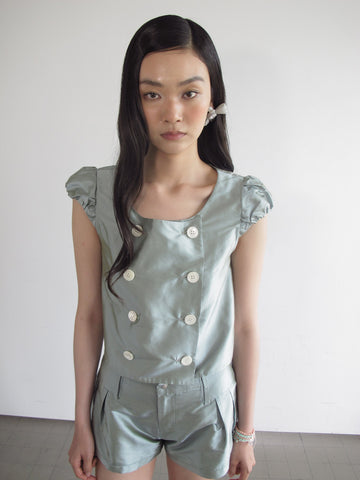 Double Breasted Shirt-Turquoise