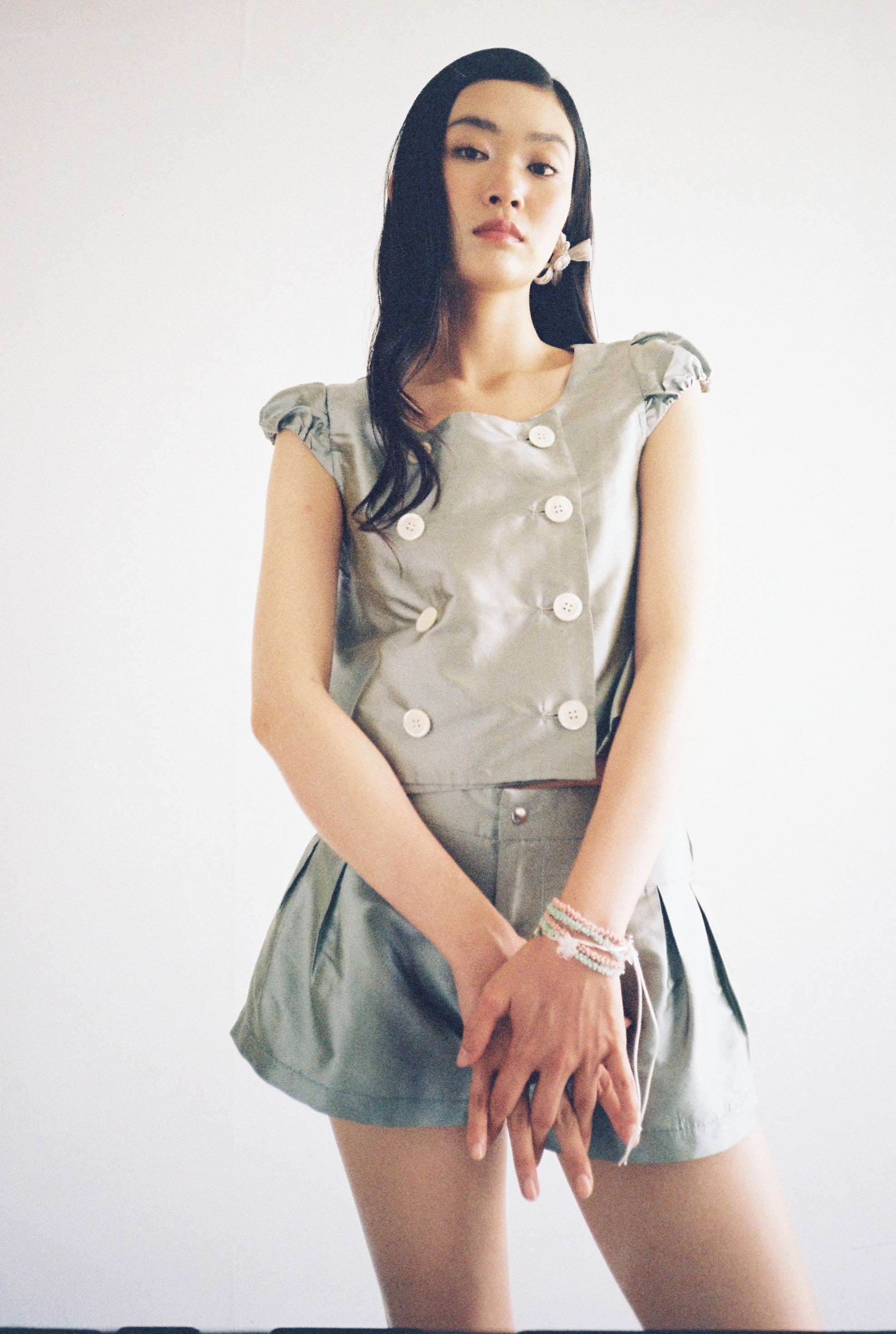 Double Breasted Shirt-Turquoise