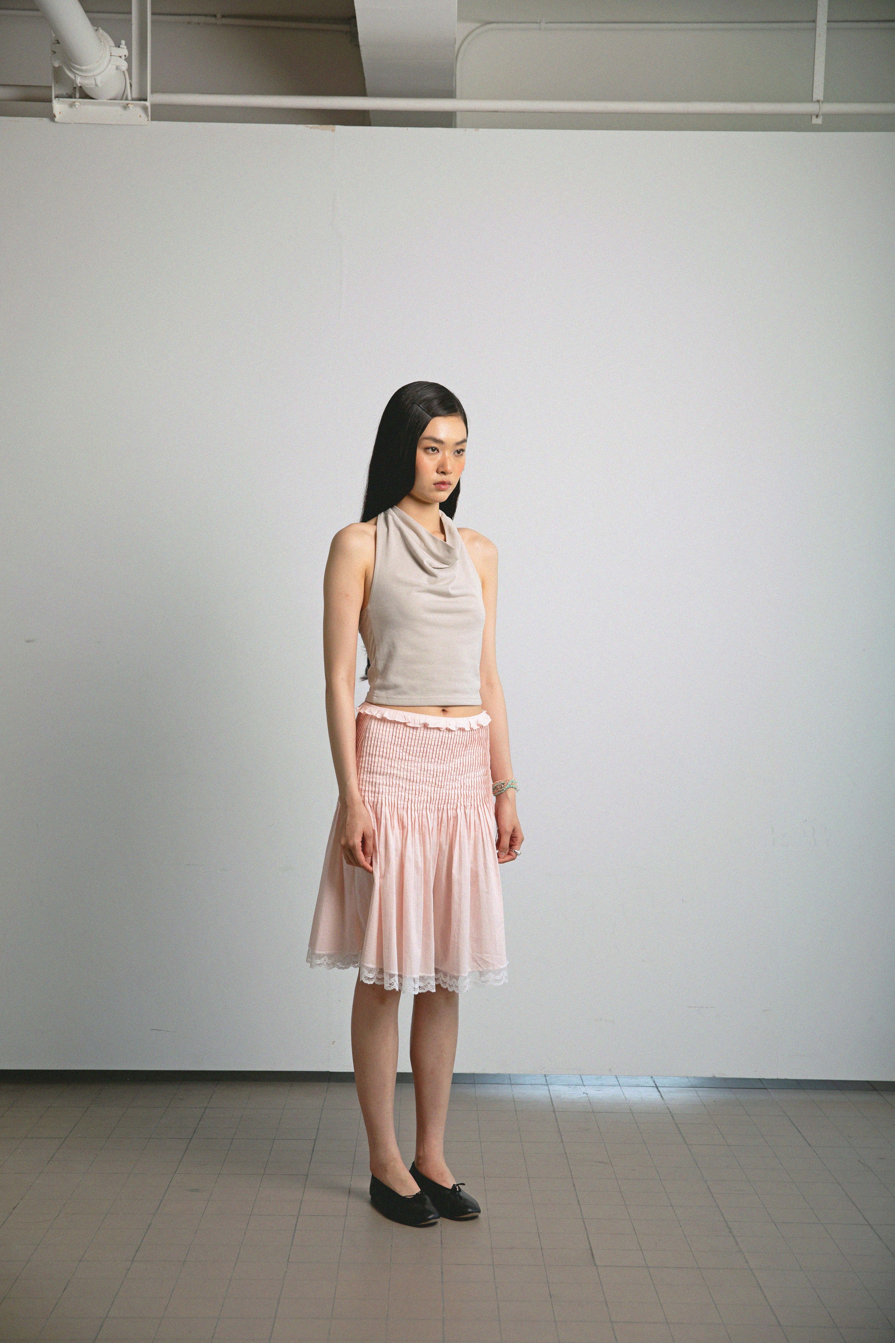 Cowl Neck Top-Beige
