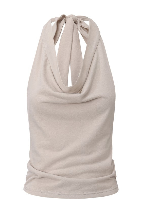 Cowl Neck Top-Beige