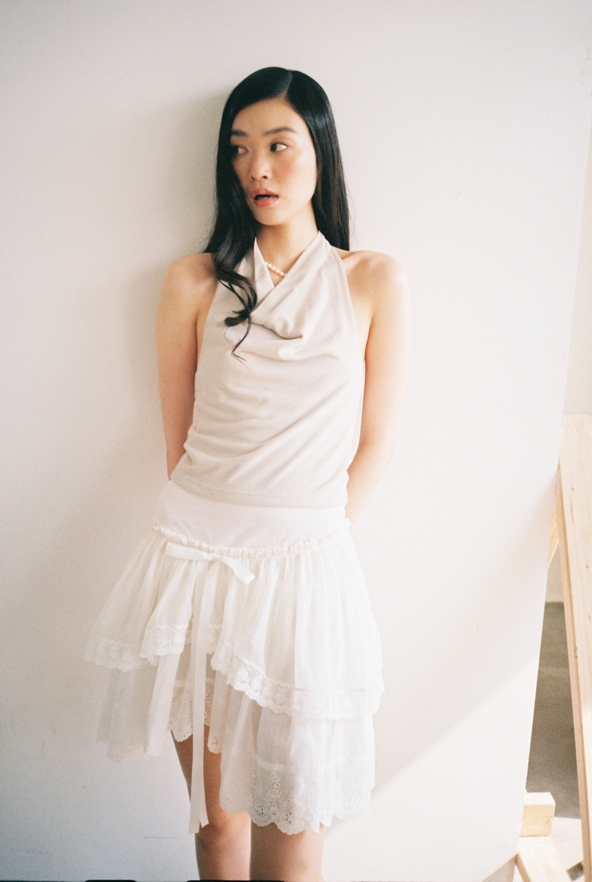 Cowl Neck Top-Beige