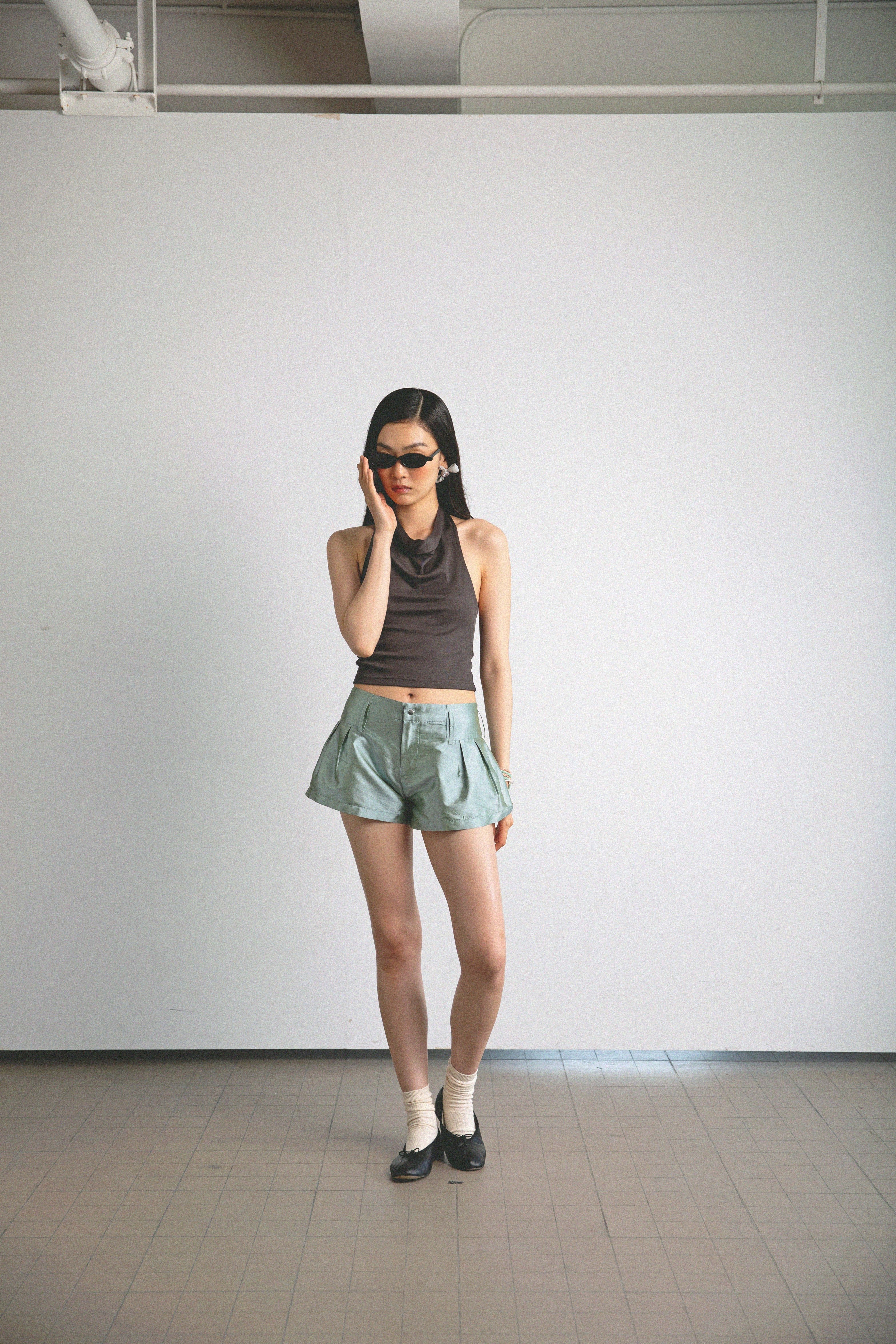 Cowl Neck Top-Charcoal