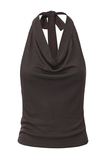 Cowl Neck Top-Charcoal