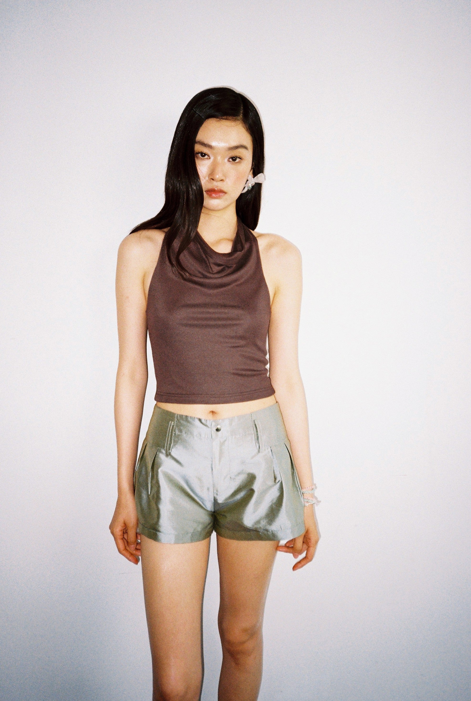 Cowl Neck Top-Charcoal