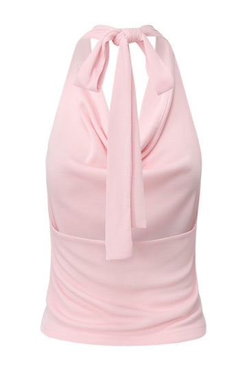 Cowl Neck Top-Pink