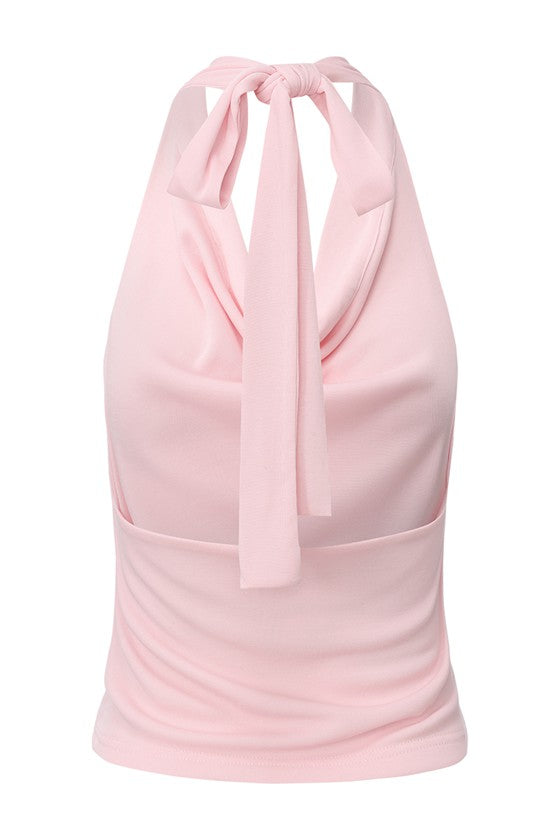 Cowl Neck Top-Pink