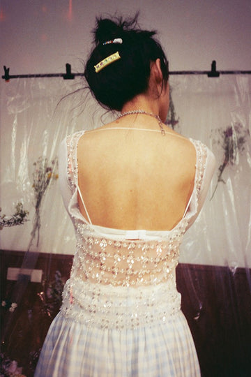 Boat Neck Sequin Top