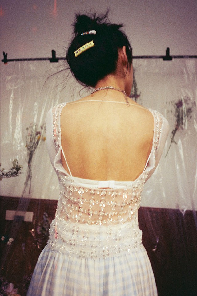 Boat Neck Sequin Top