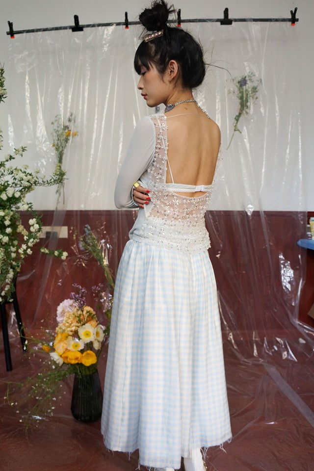 Boat Neck Sequin Top