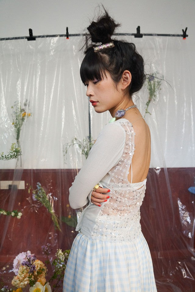 Boat Neck Sequin Top