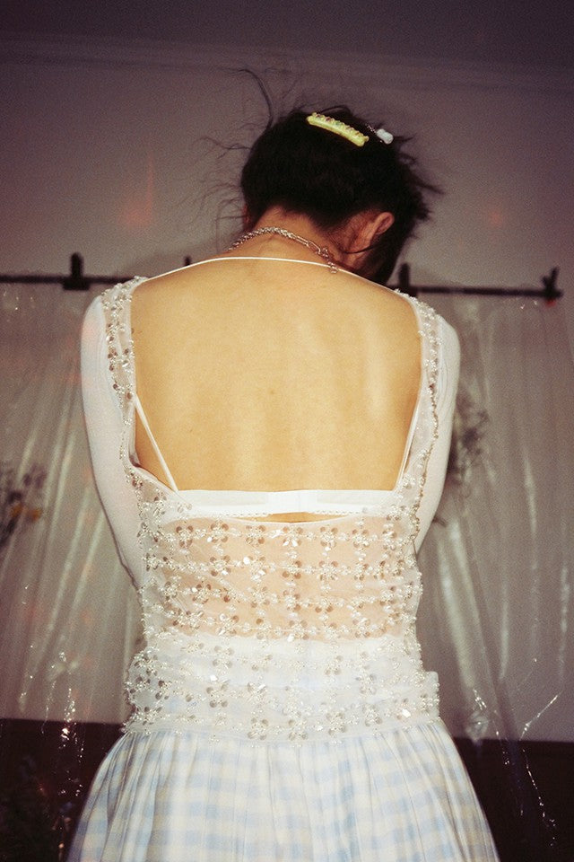 Boat Neck Sequin Top