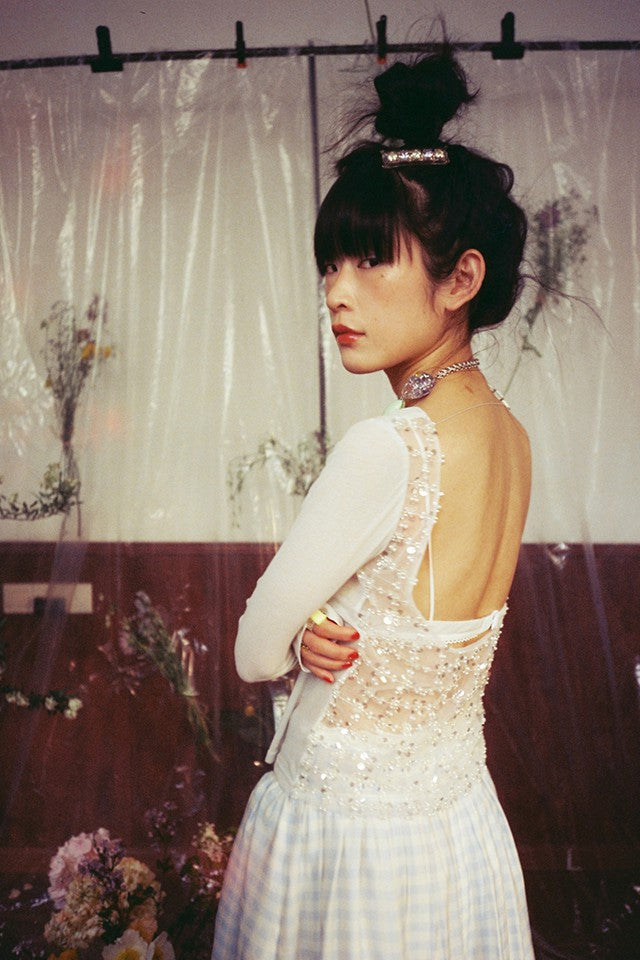 Boat Neck Sequin Top