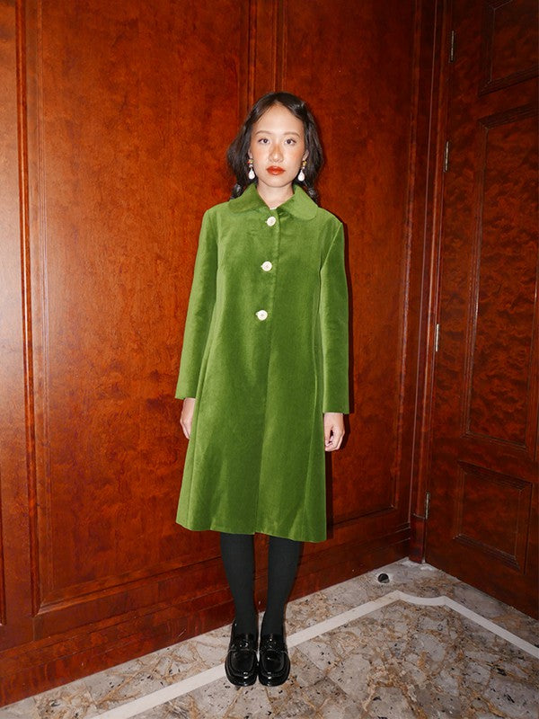 Peter Pan Collar Coat - Green