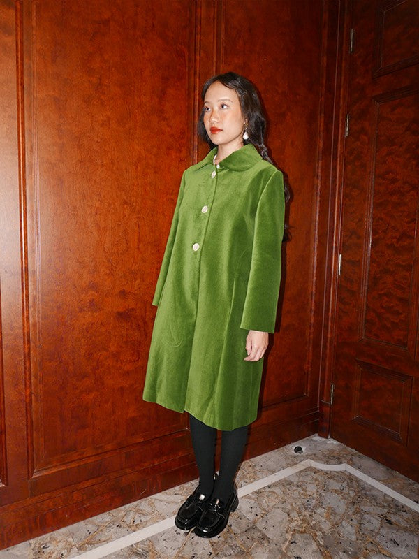 Peter Pan Collar Coat - Green