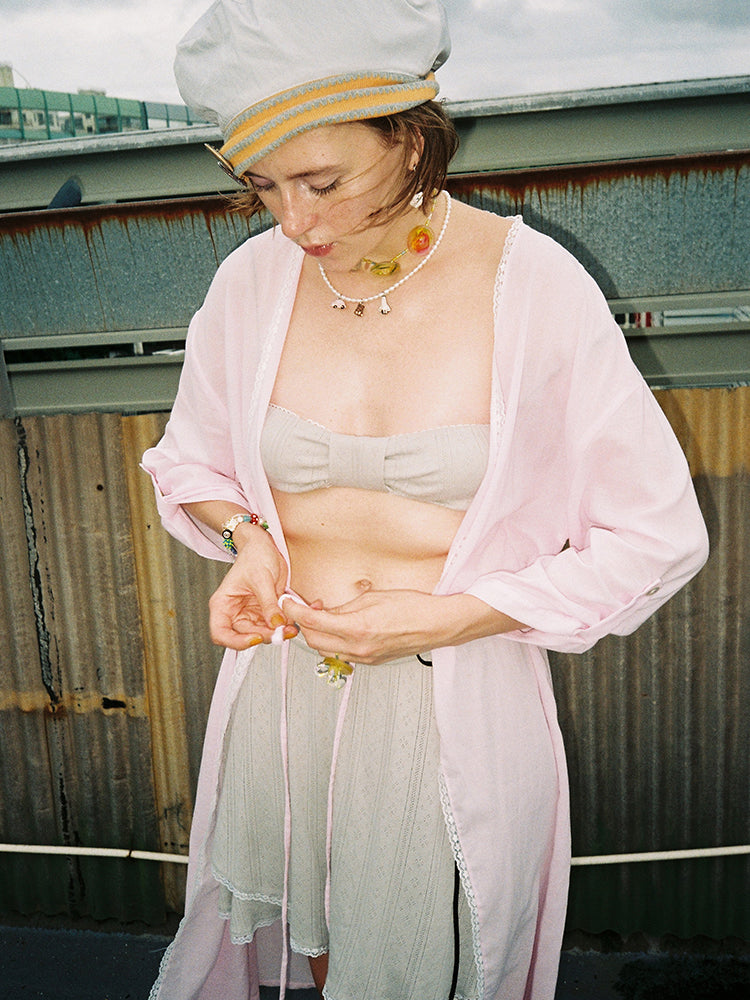Bow-tie Bralette-Light Grey