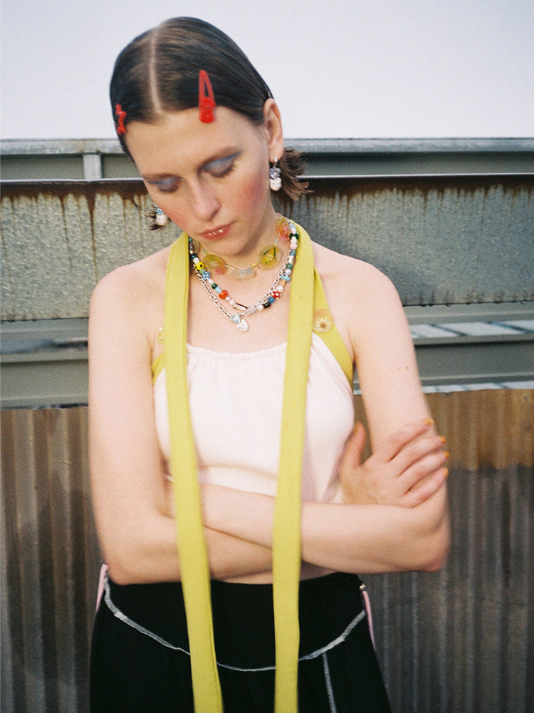 Halter Neck Top-Pink & Green