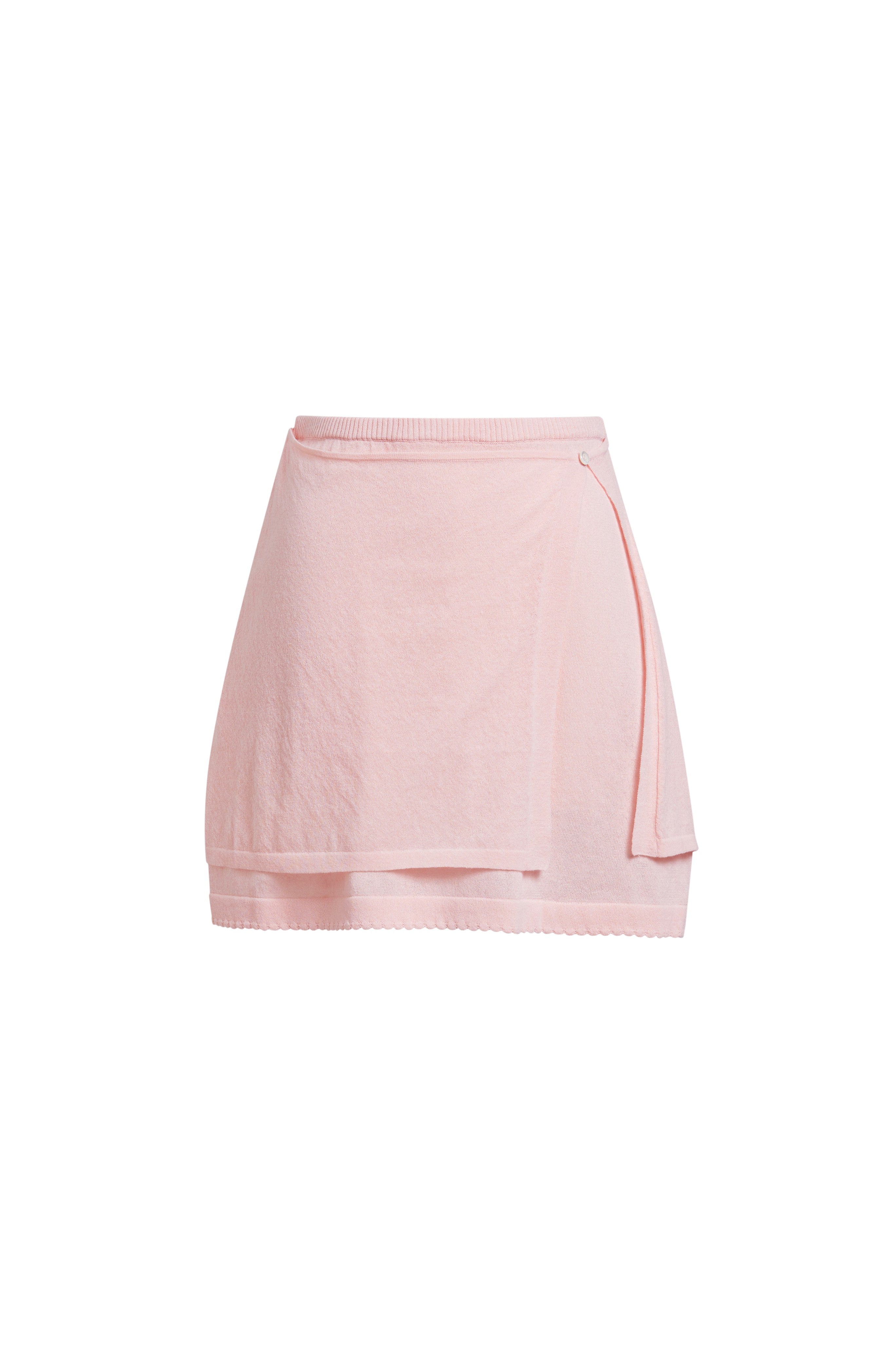 Knit Wrap Skirt-Pink