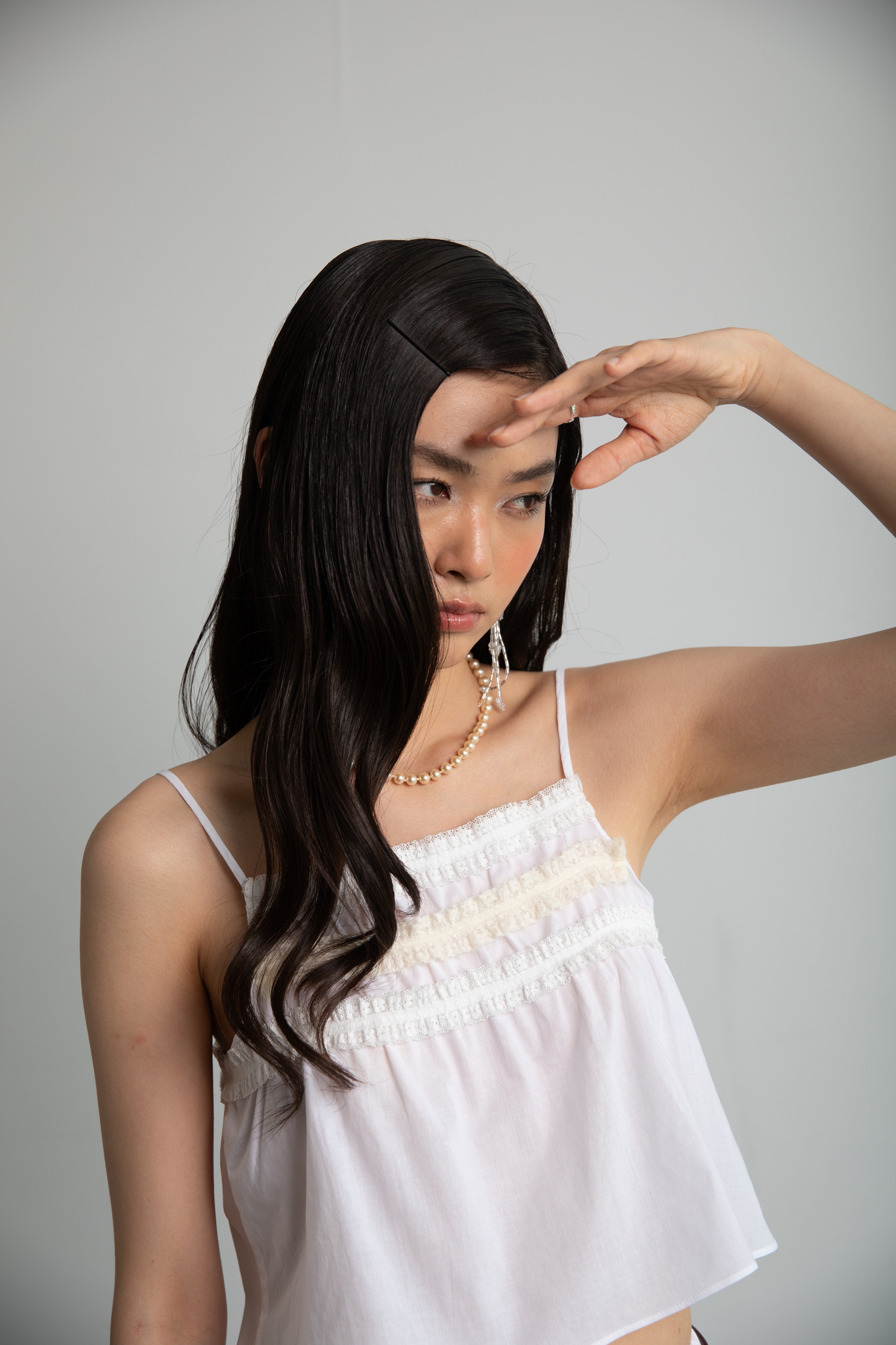 Gathered Pleat Skirt-White