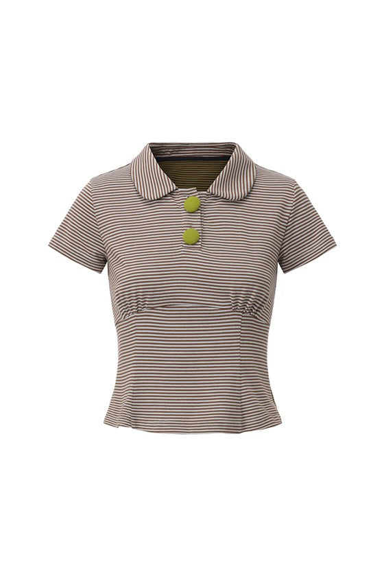 Polo Shirt-Blue-Green Stripe