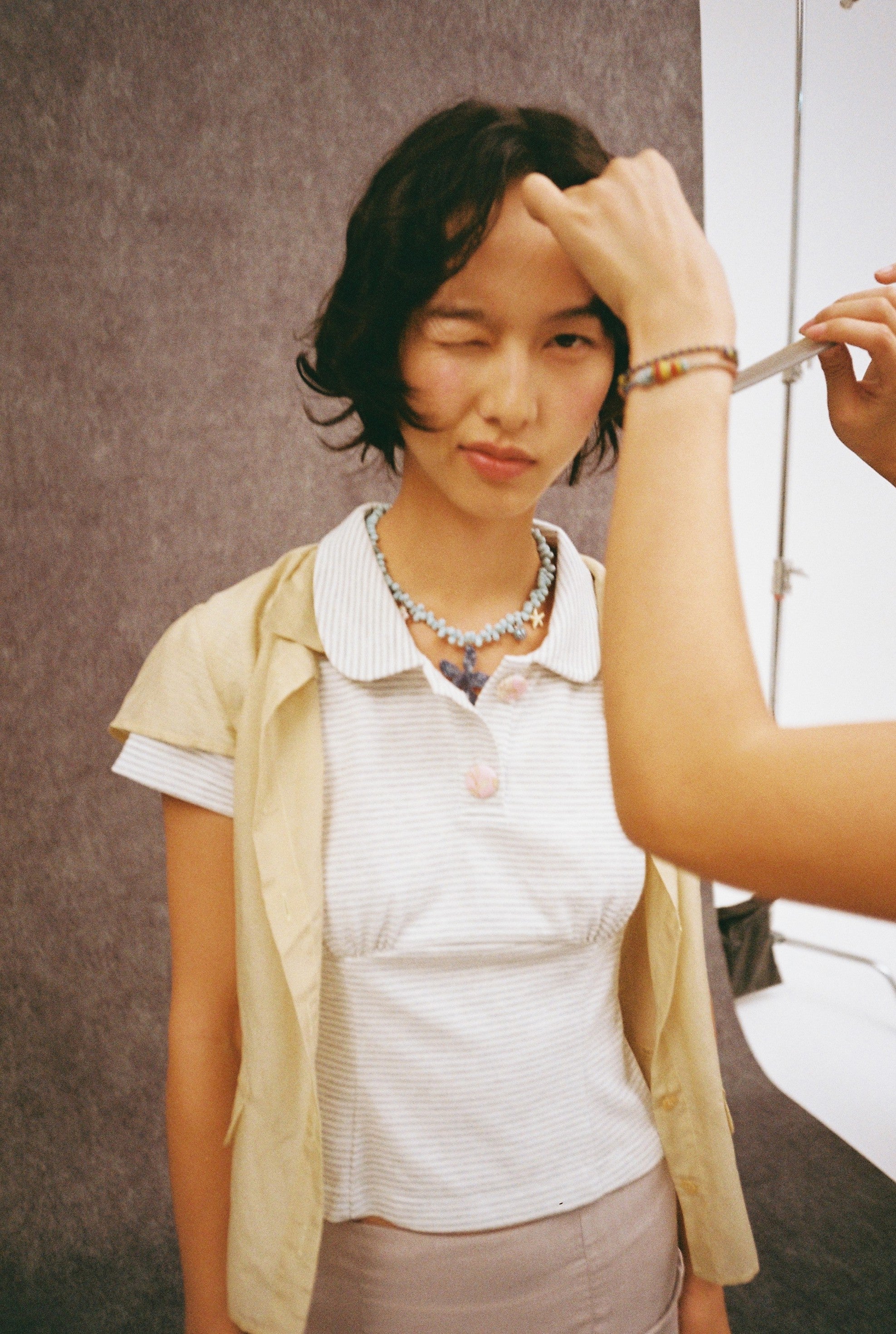 Polo Shirt-Blue-White/Grey