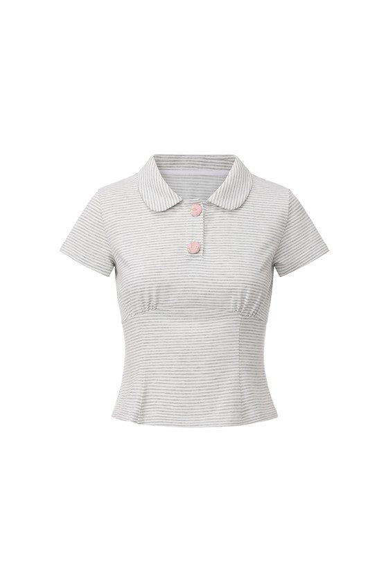 Polo Shirt-Blue-White/Grey