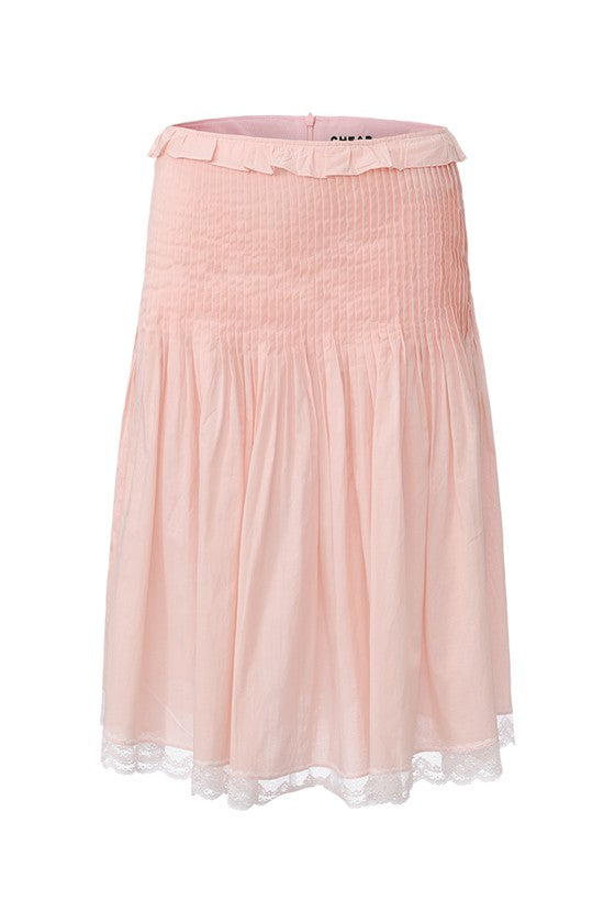 Gathered Pleat Skirt-Pink