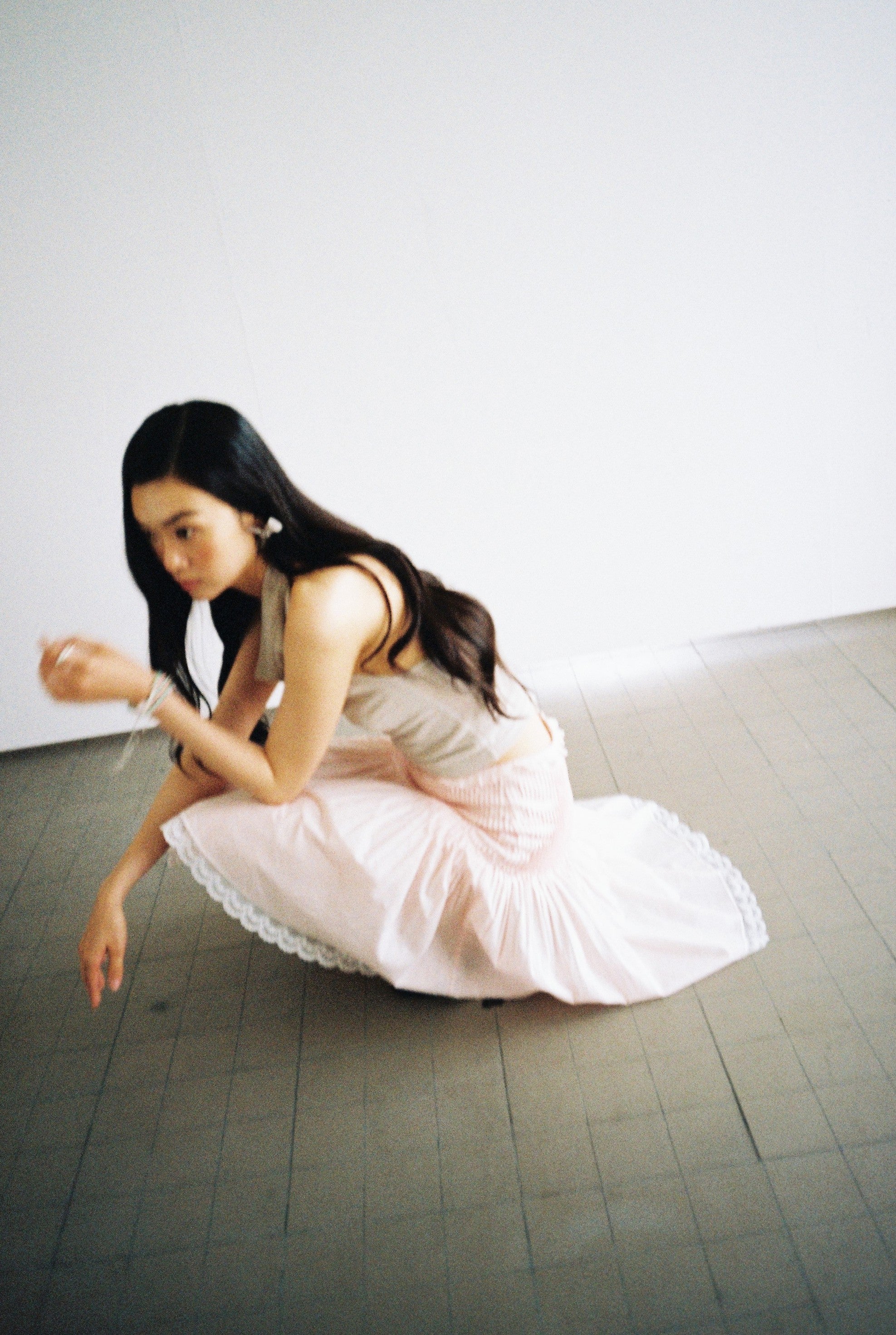 Gathered Pleat Skirt-Pink