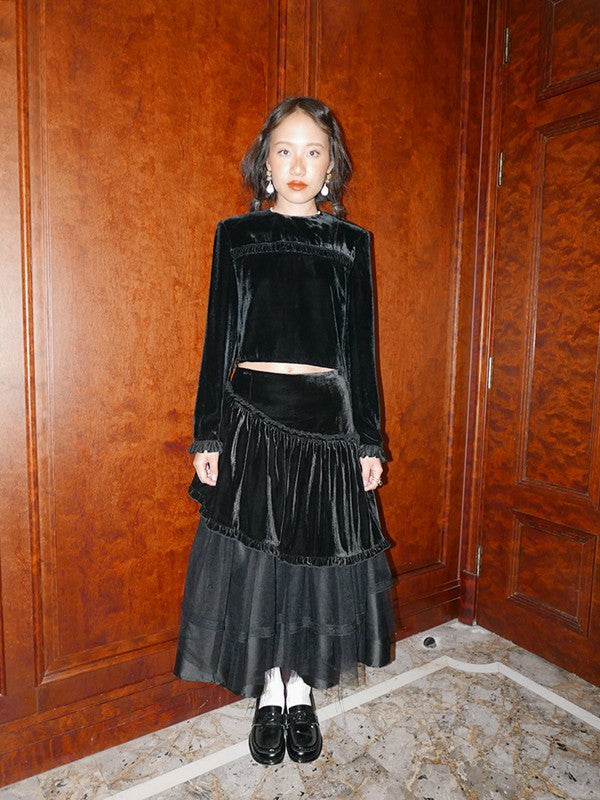 Multi-layered Skirt - Black Velvet