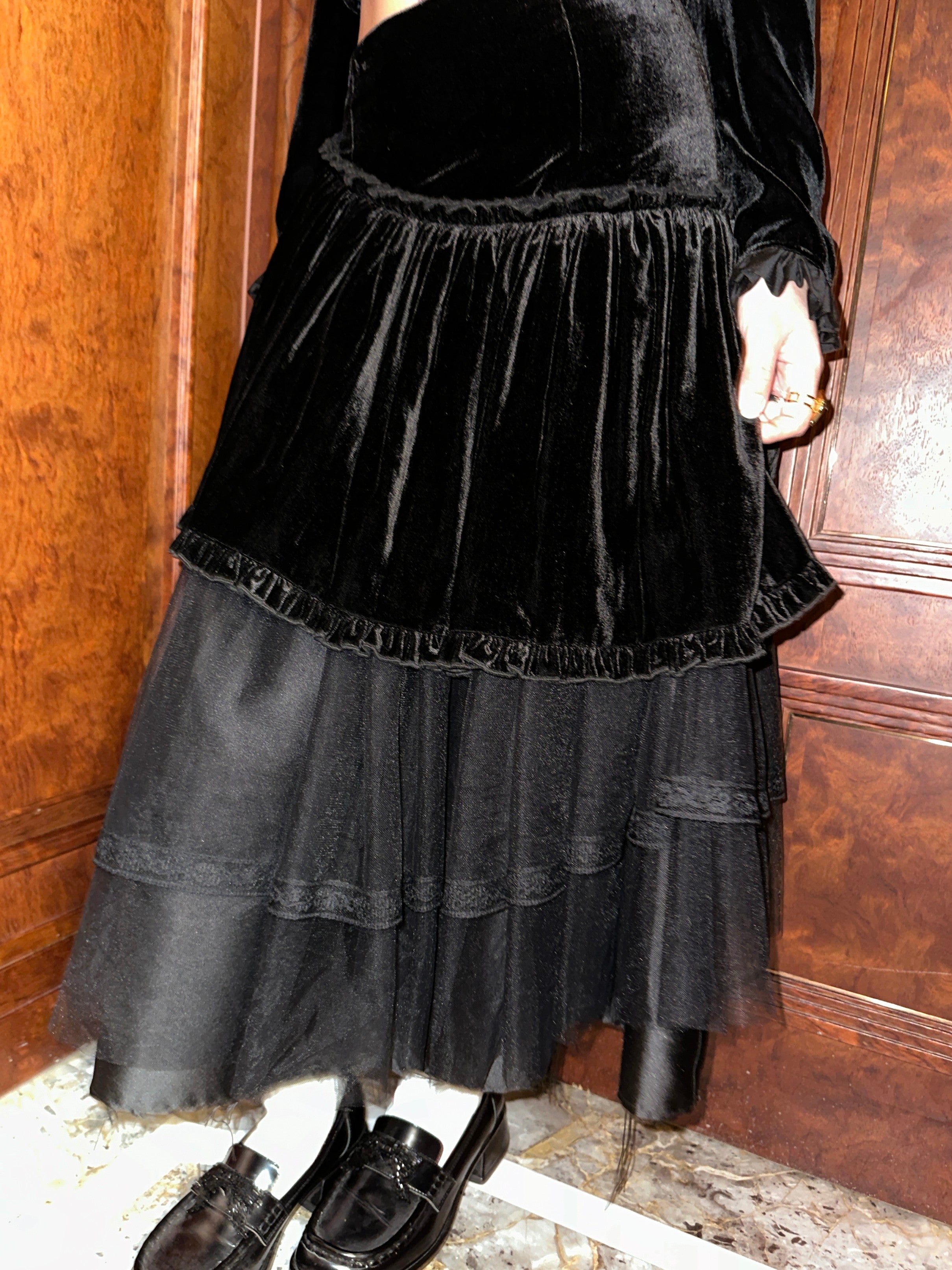 Multi-layered Skirt - Black Velvet