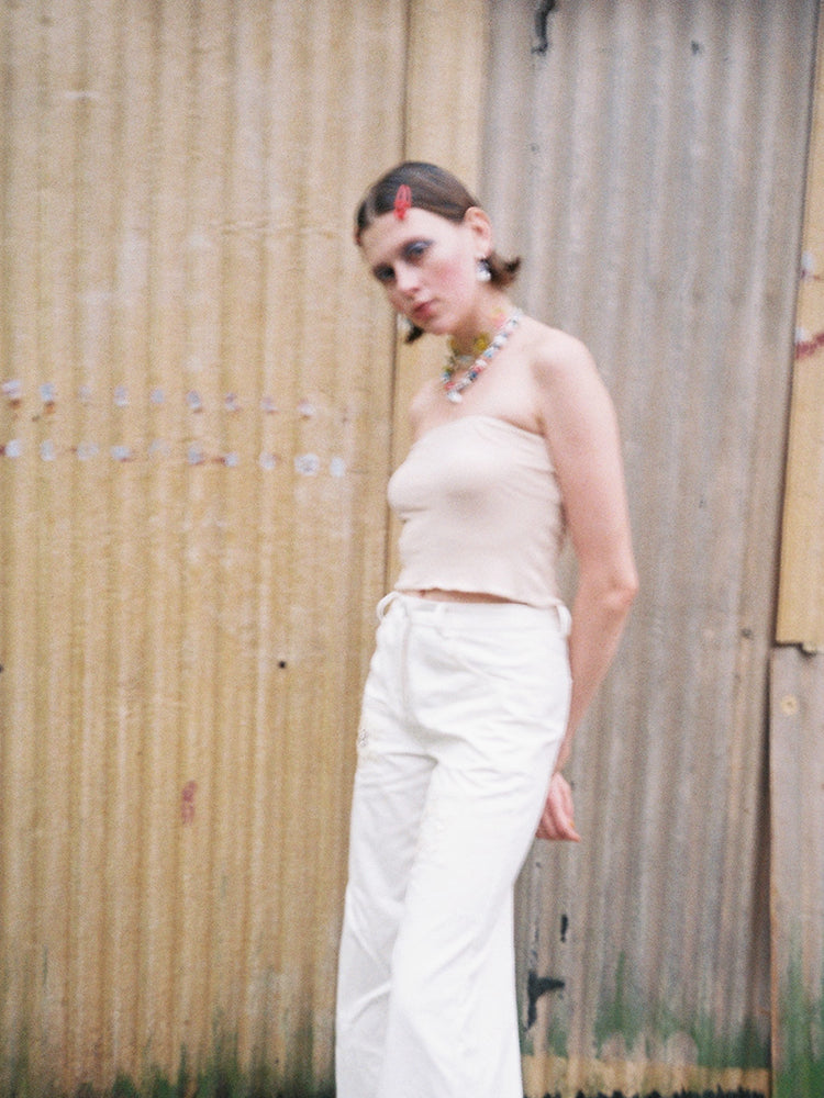 Stretchy Tube Top-Beige