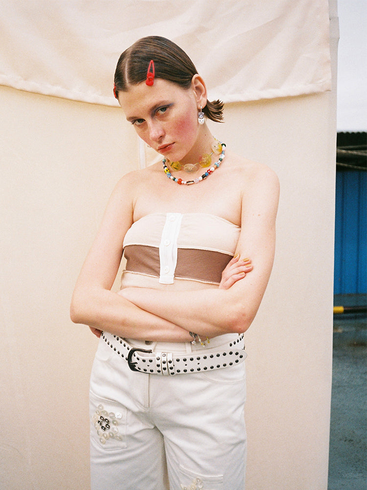 Stripe Polo Tube Top