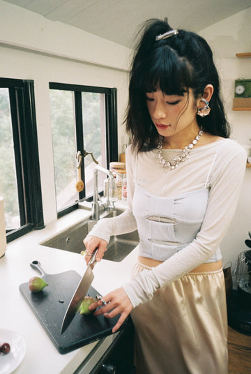 Three Layer Bow Top - Blue Grey