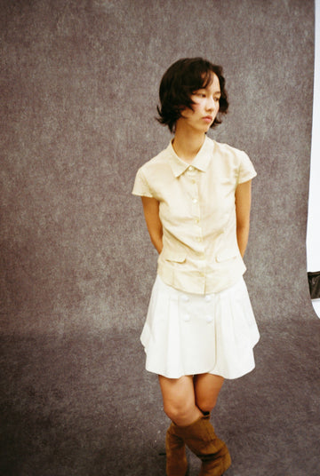 Pinch Pleated Skirt-Butter