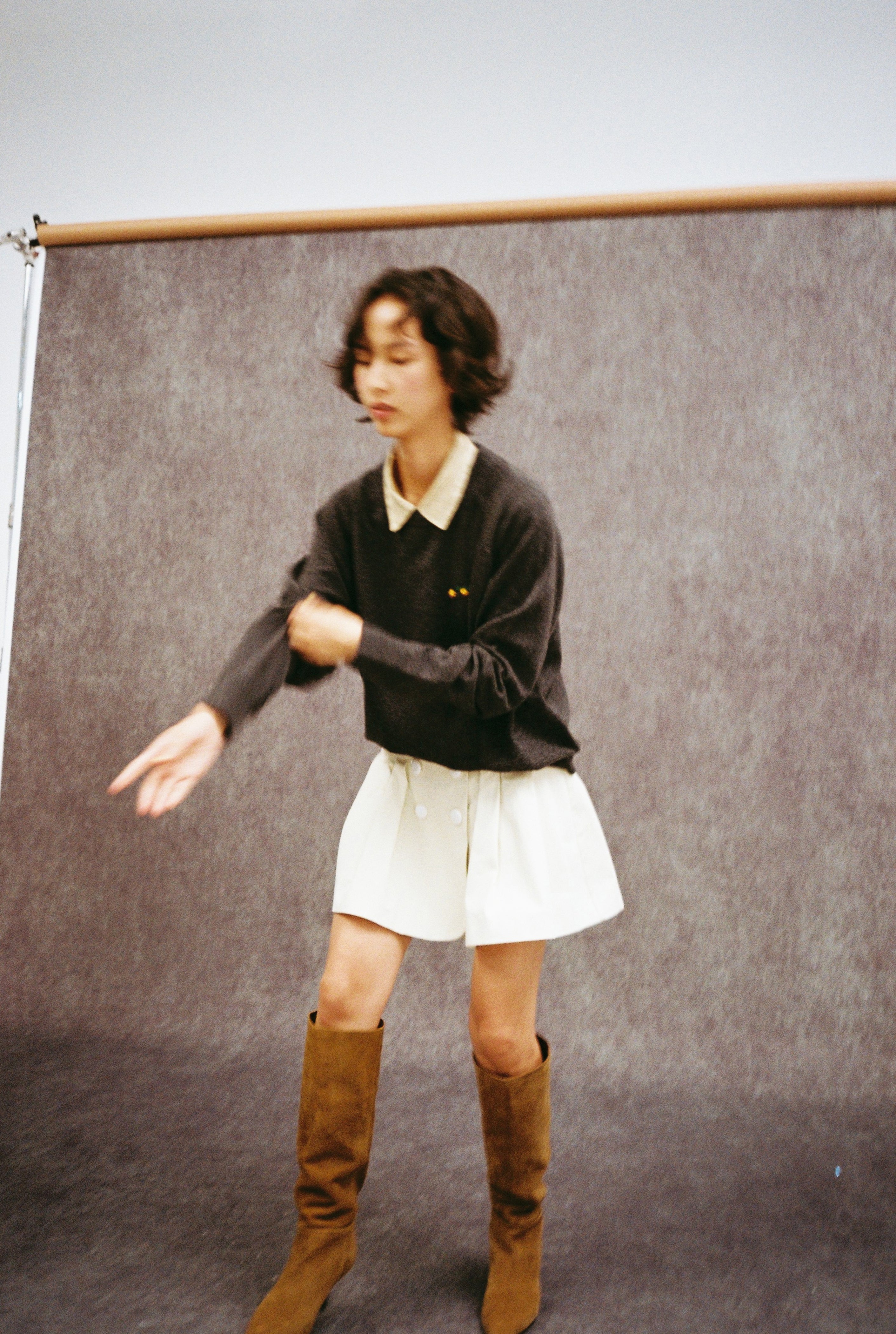 Pinch Pleated Skirt-Butter