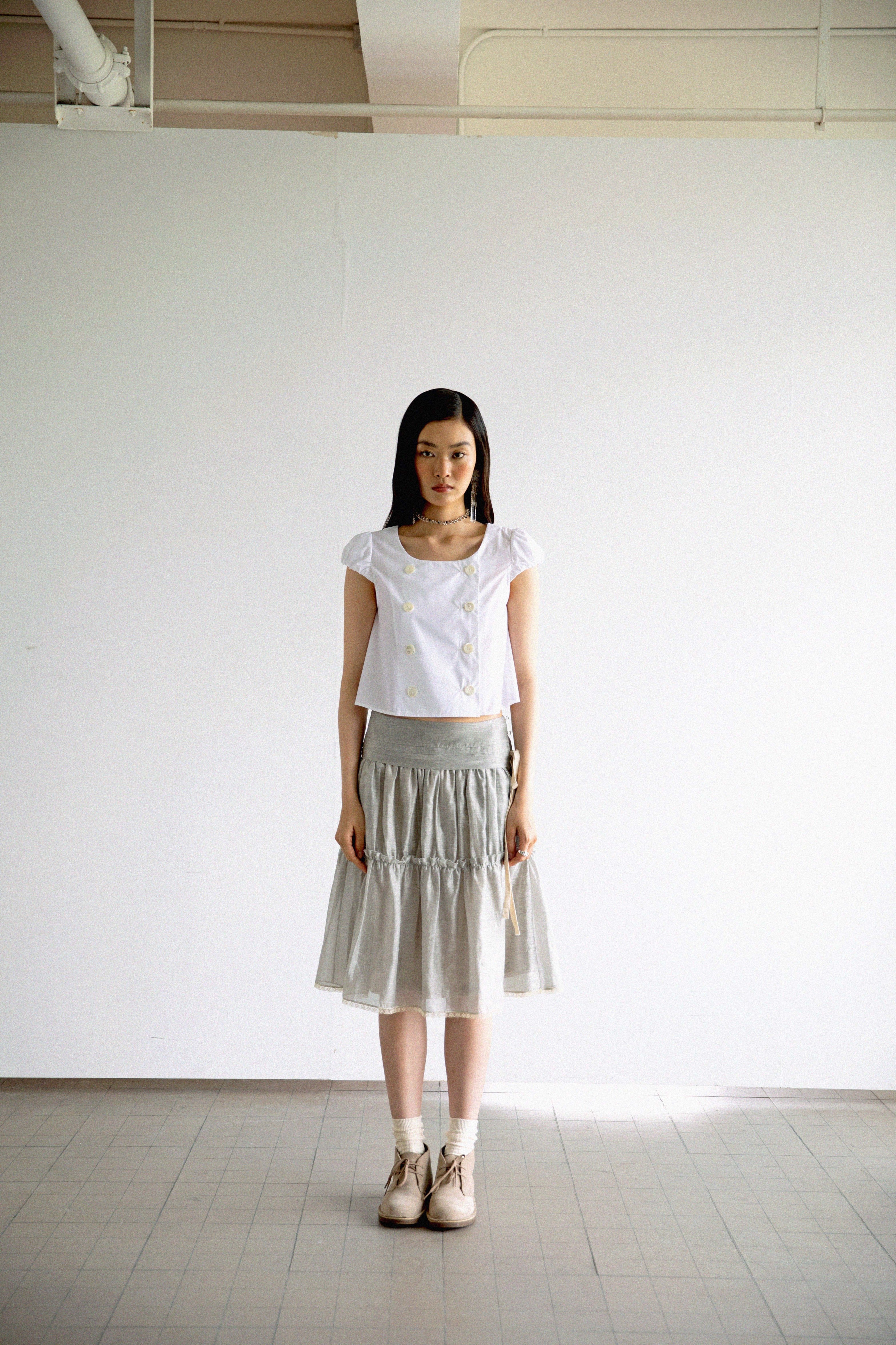 Double Layered Lace Skirt-Light Grey