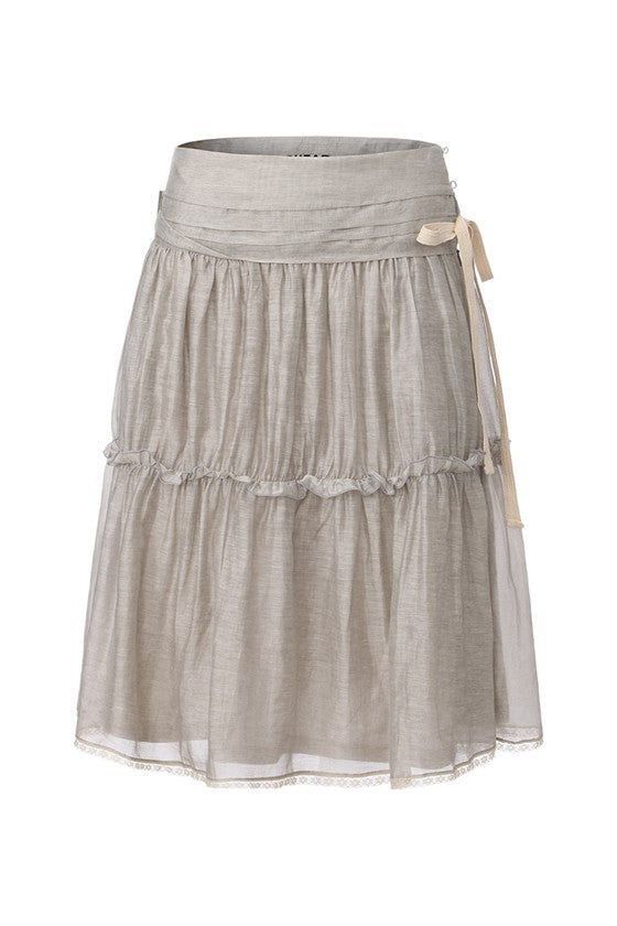 Double Layered Lace Skirt-Light Grey