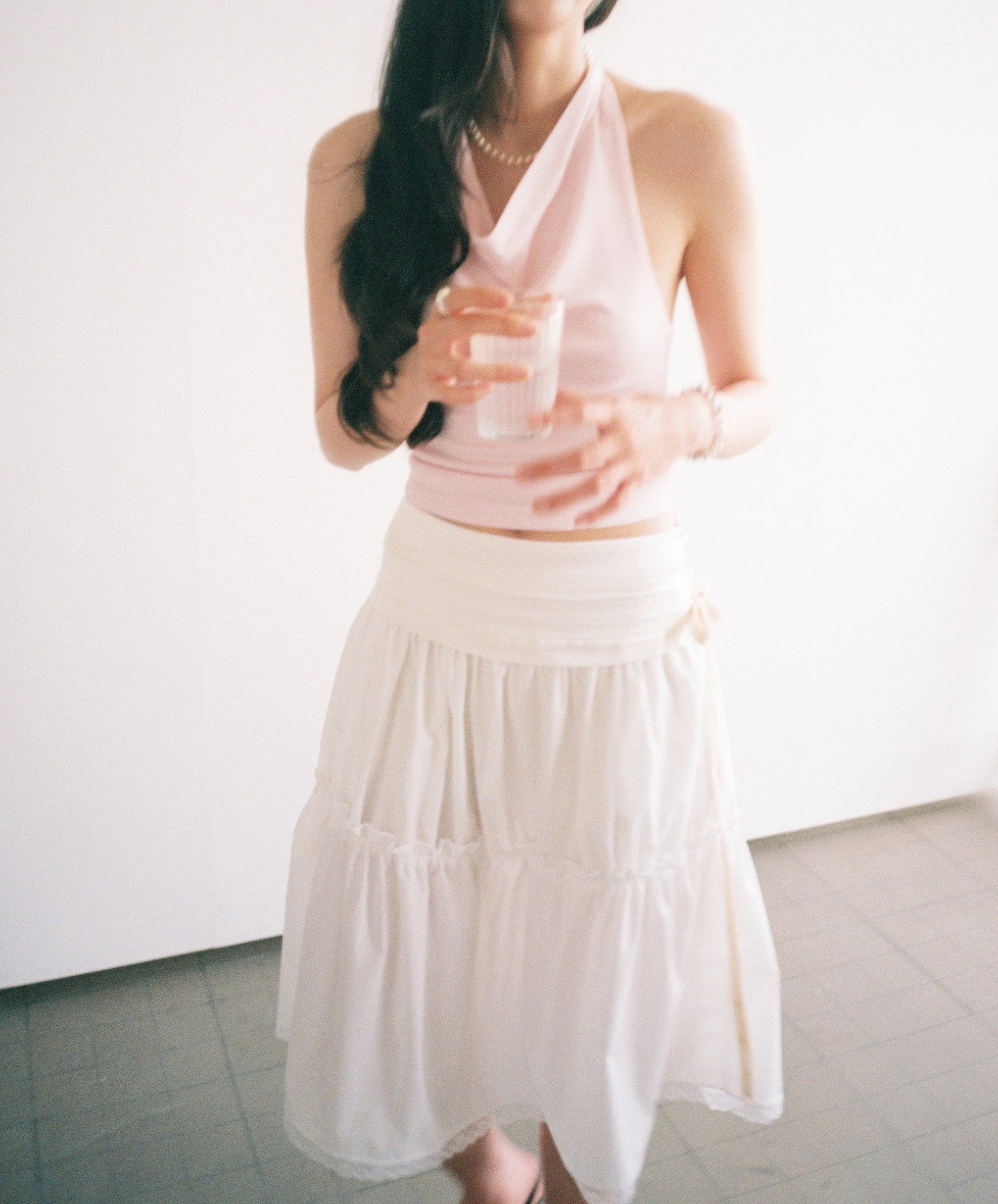 Double Layered Lace Skirt-White