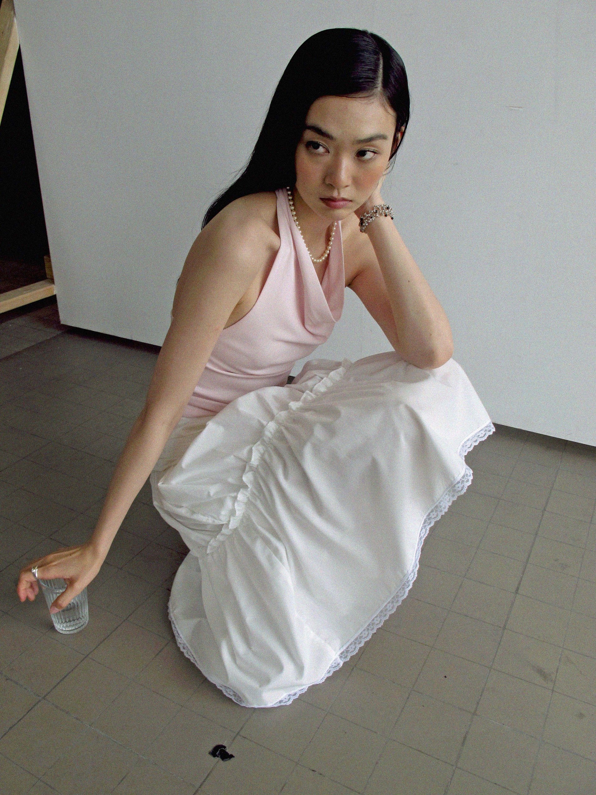 Double Layered Lace Skirt-White