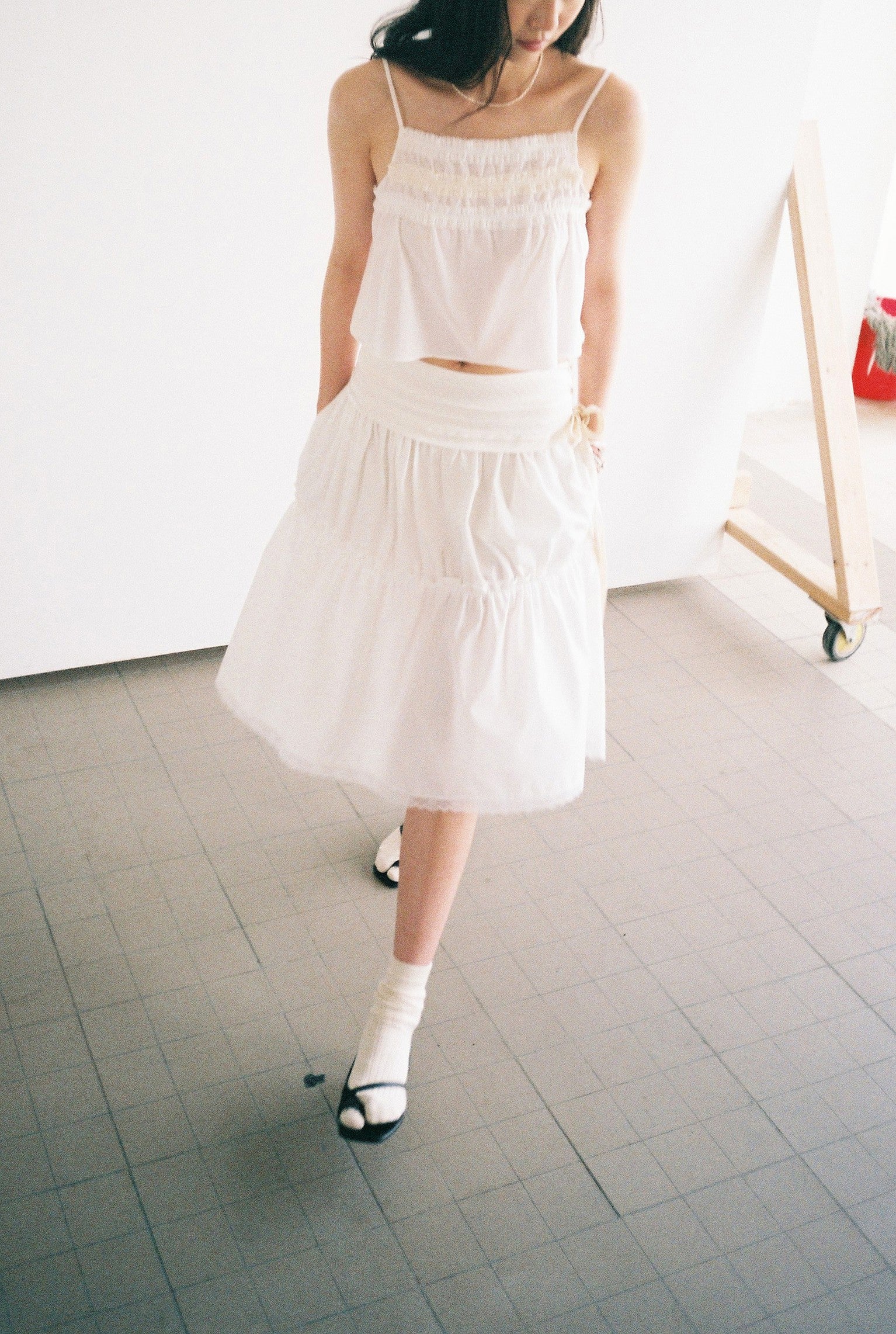 Double Layered Lace Skirt-White