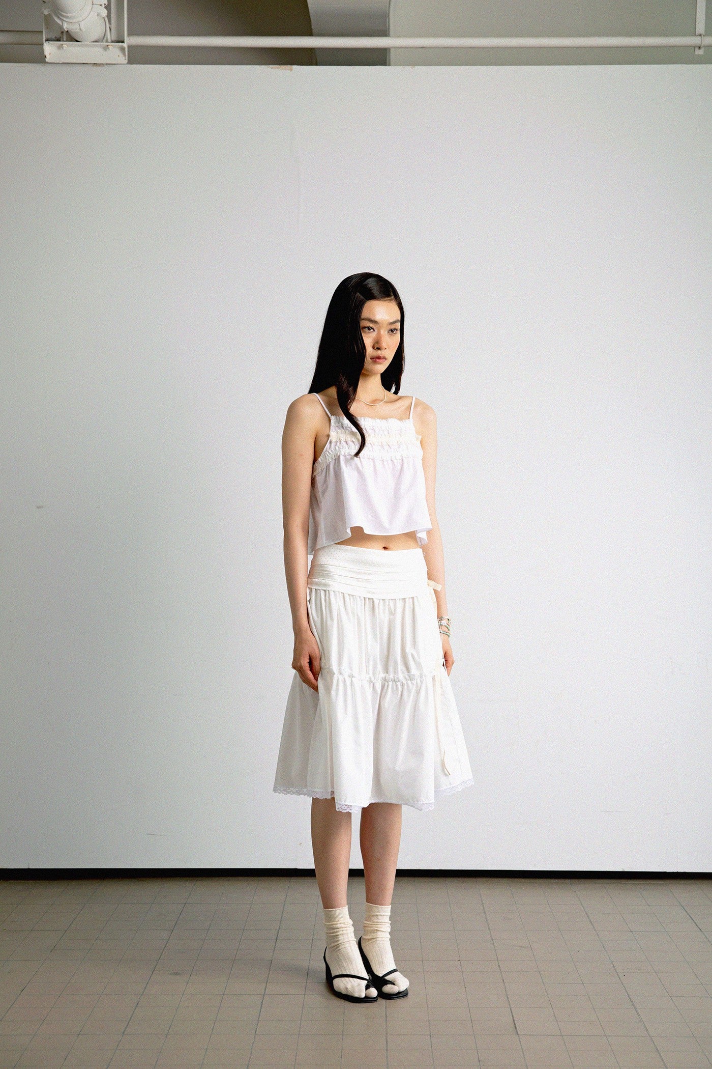 Double Layered Lace Skirt-White