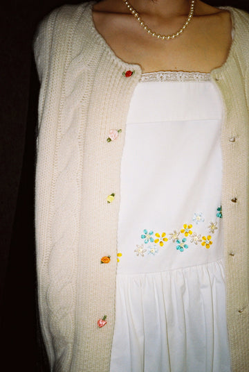 Velvet Knit Cardigan-Black & White