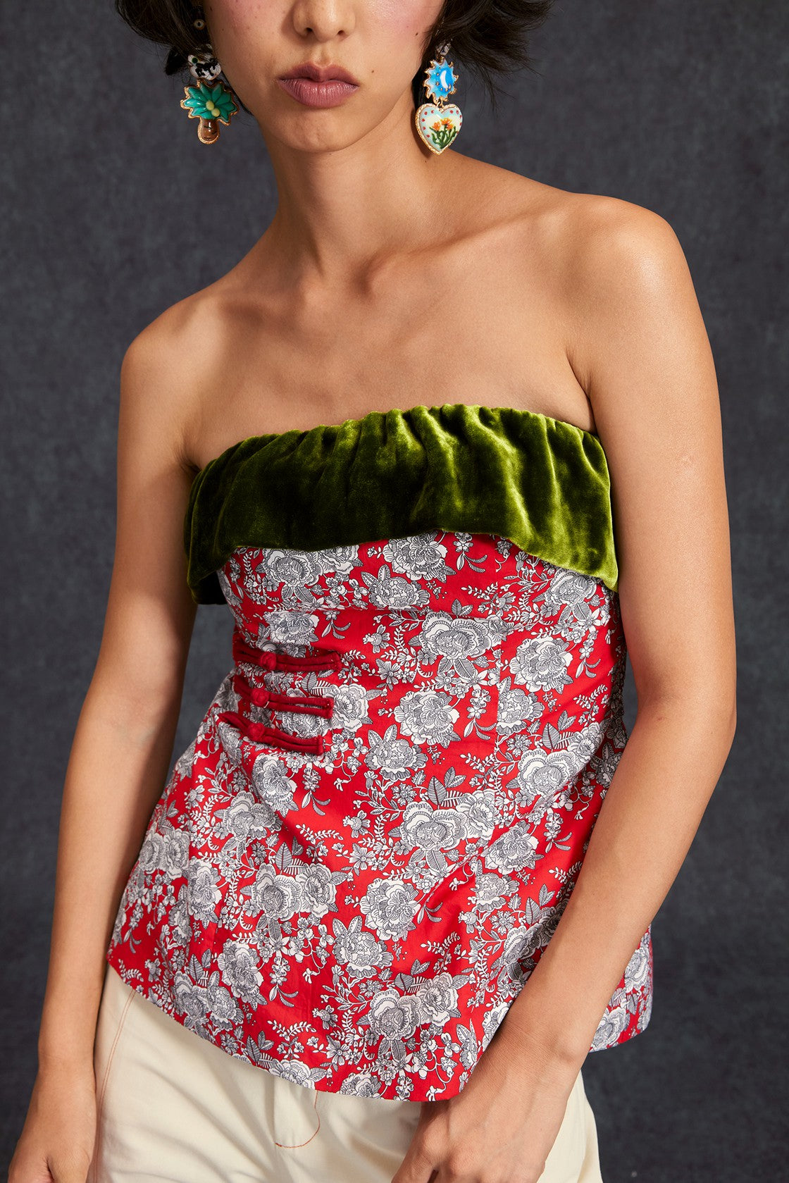 Chinese Corset-Red Print