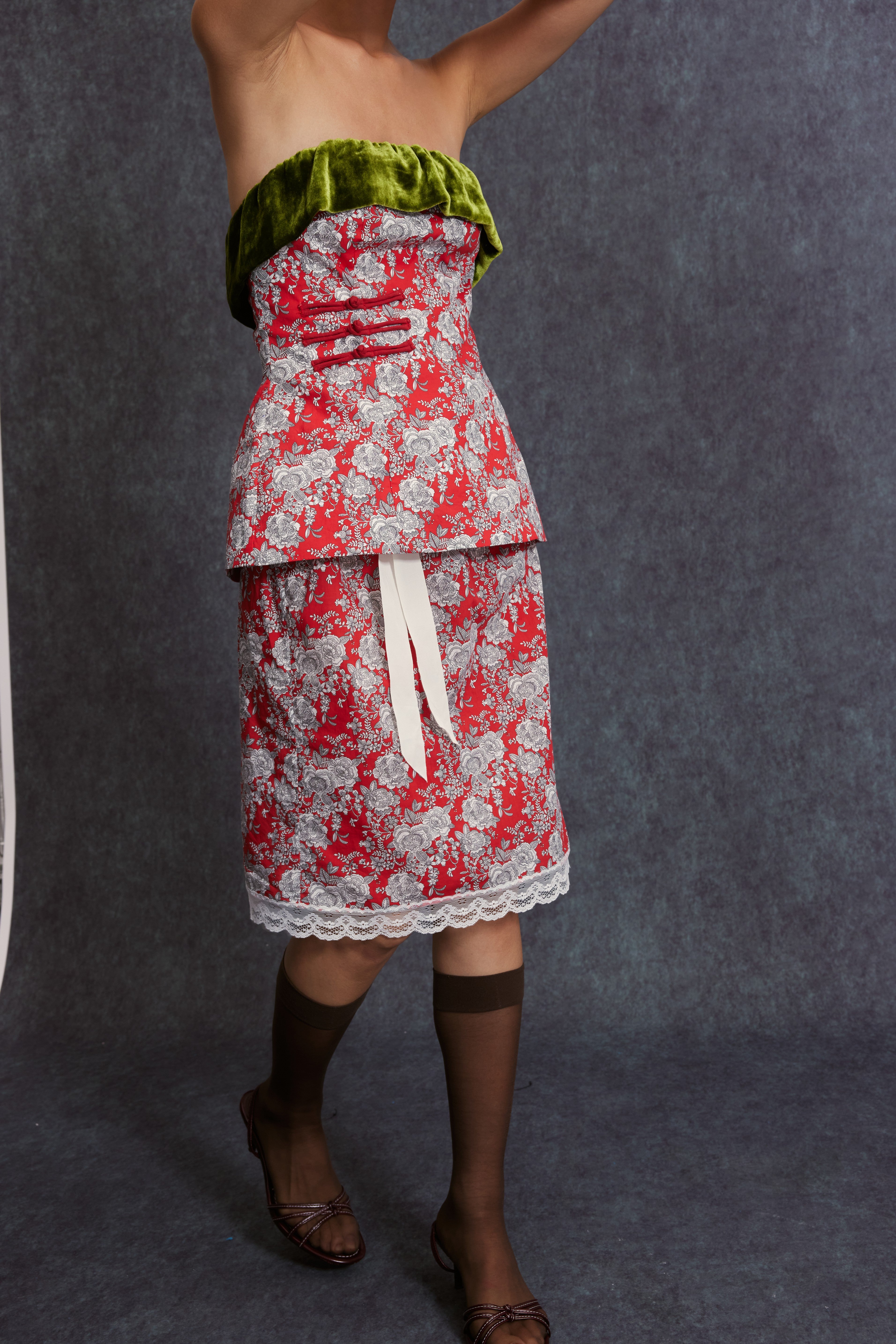 Chinese Corset-Red Print