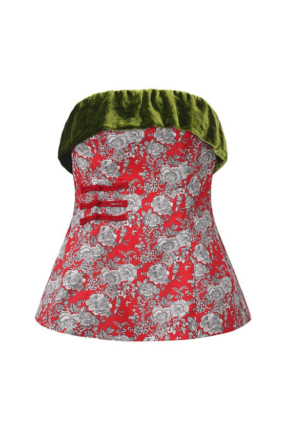 Chinese Corset-Red Print