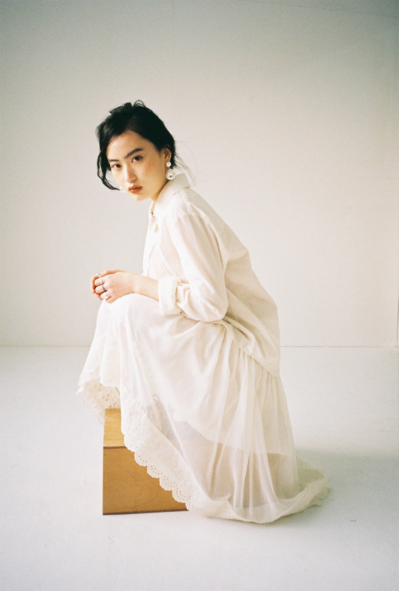 Layered Gauze Skirt-Beige