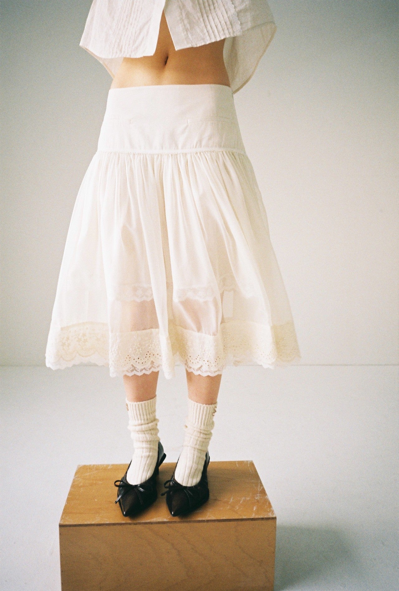 Layered Gauze Skirt-Beige