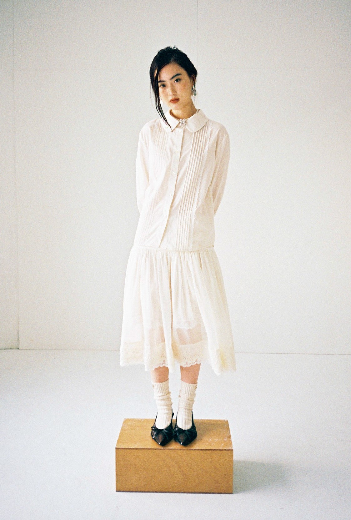 Layered Gauze Skirt-Beige