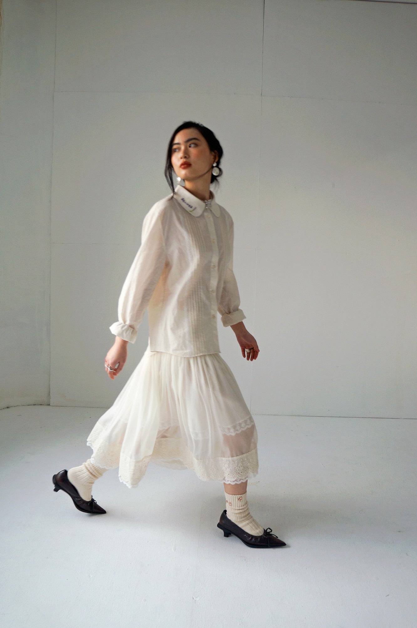 Layered Gauze Skirt-Beige